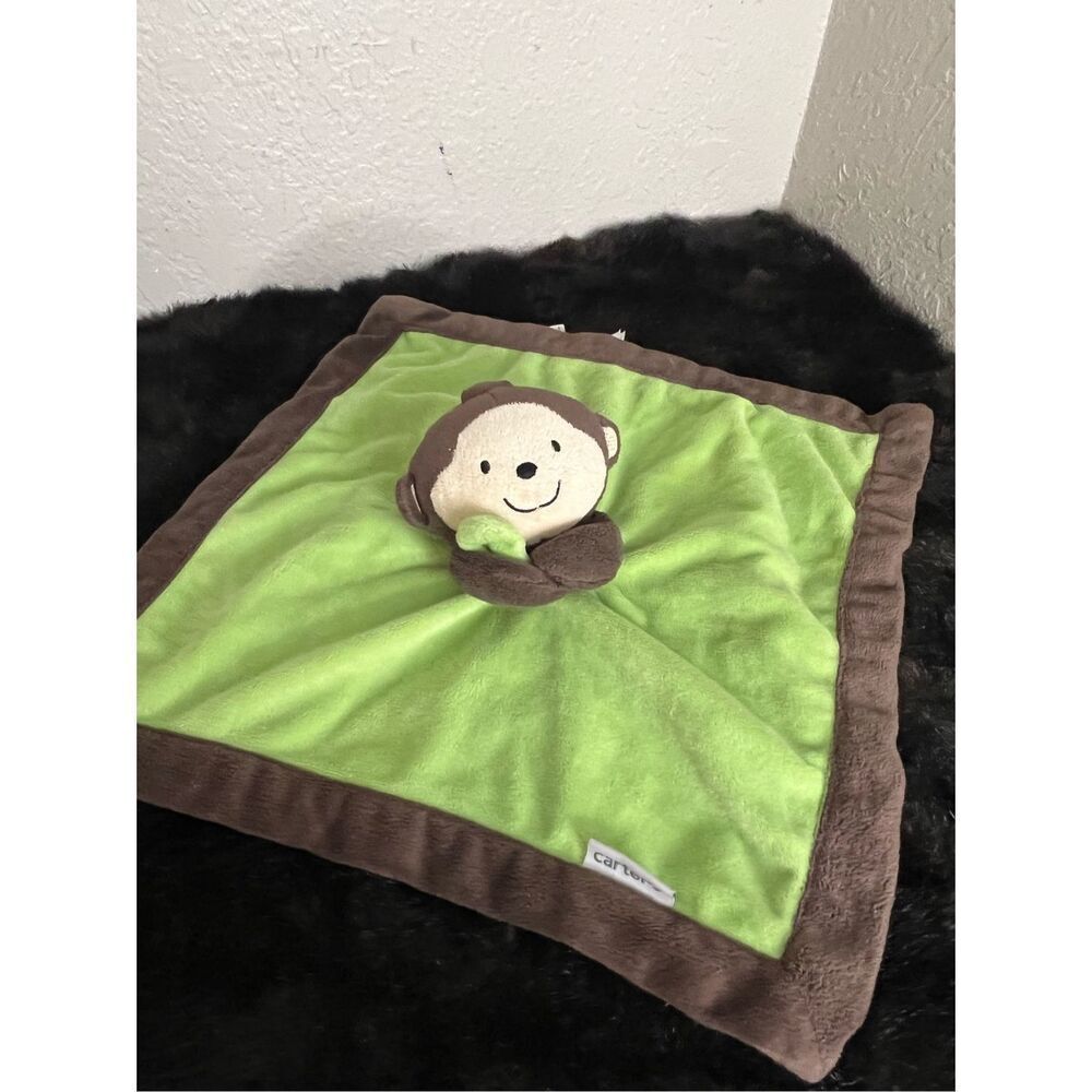 Carter's Monkey Lovey green brown chimp blanket security